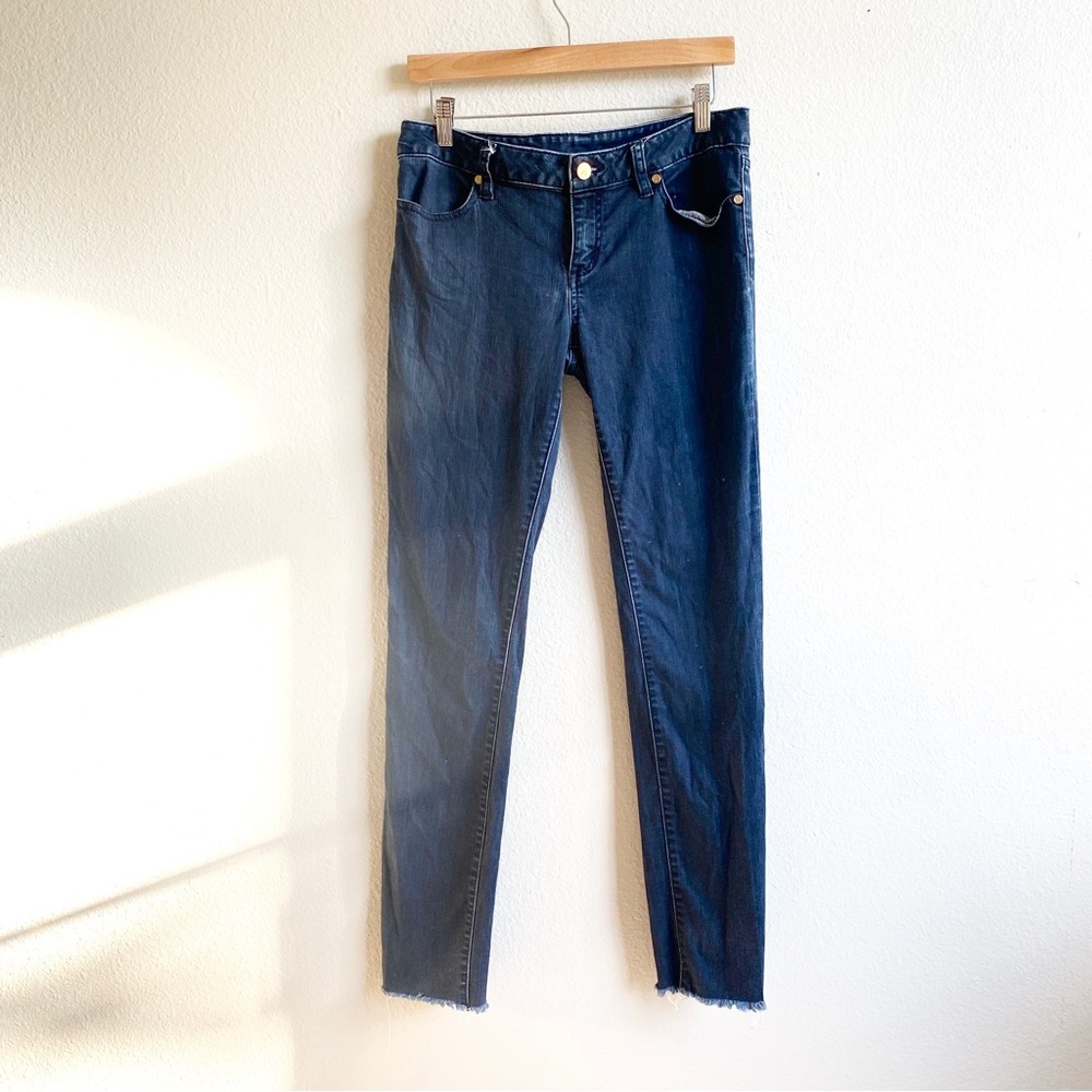 Tory Burch Leggings Dark Wash Raw Hem Skinny Jeans Size 28